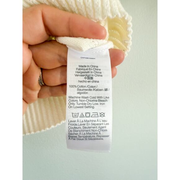 Madewell | NWT | Textural-Stitch Cotton Sweater in Lighthouse | Sz XS - Picture 6 of 8